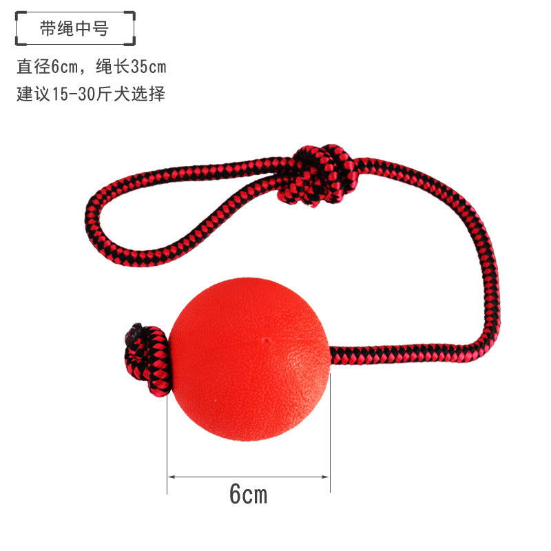 Durable Rubber Chew Ball for Dogs with Rope Option