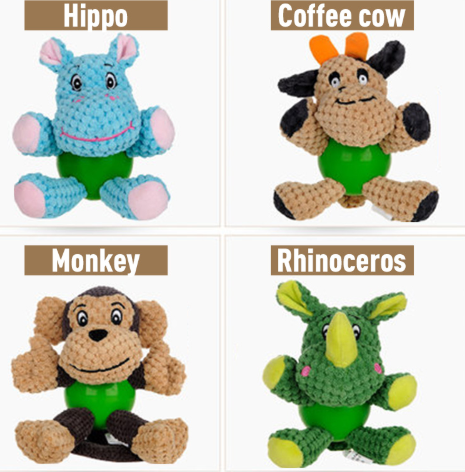 Dog Plush Chew Toy with Squeaker, Flannelette & Rubber
