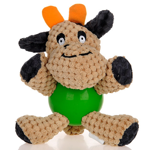 Dog Plush Chew Toy with Squeaker, Flannelette & Rubber